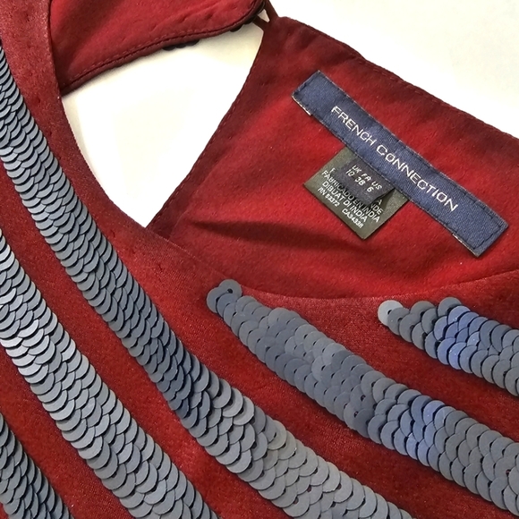 French Connection Satellite Brights Sequin Striped Nightout Cocktail Mini Dress - Picture 11 of 13